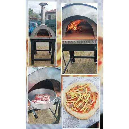 Forno a legna Alfonso 4 pizze Full Optional con carrello - ALFONSO FORNI