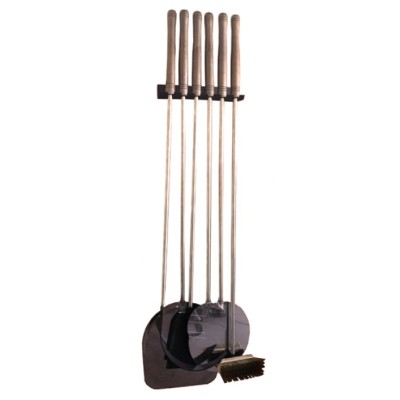 Kit de 6 palas para horno de leña con soporte de pared para las palas