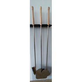 Kit de 3 palas para horno de leña con soporte de pared para las palas