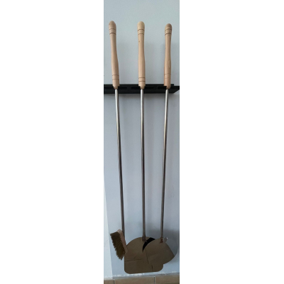 Kit de 3 palas para horno de leña con soporte de pared para las palas