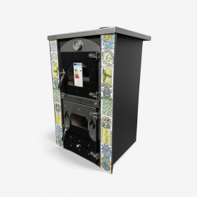 Esmeralda Mini Wood-Burning Stove and Oven with Caltagirone Enamel Tiles, 15 kW