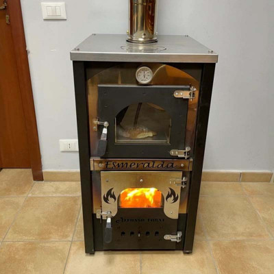 Stufa A Legna Esmeralda Con Forno - 15 Kw, Forno In Mattoni Refrattari, Made In Italy Per Cucina E Riscaldamento - Foto 4