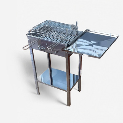 Fornacella Barbecue in Acciaio Inox con Griglia per Carbone e Vassoio