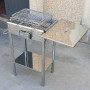 Poêle à barbecue en acier inoxydable avec grille à charbon et plateau