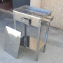 Poêle à barbecue en acier inoxydable avec grille à charbon et plateau