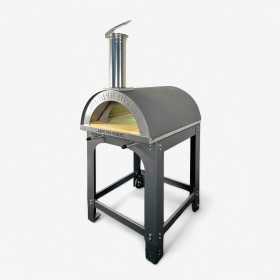 Holzofen Alfonso für 4 Pizzen mit Rollwagen, Tür und Pyrometer