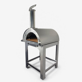 Four à gaz et à bois Alfonso 4 pizzas hybride avec chariot et porte