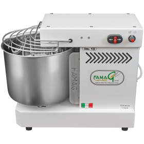 Impastatrice a Spirale 10 Kg a 10 Velocità con Inversione di Rotazione HH - Testa Fissa e con Barra SpezzaPasta Inclinata a "S"