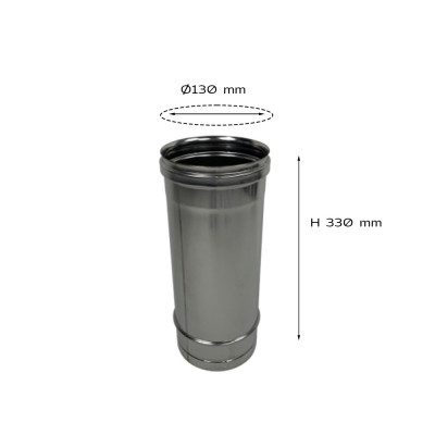 Conduit de fumée H330 mm, diamètre 130 mm