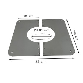 Paar halbmondförmige Lochabdeckplatten, Durchmesser 130 mm
