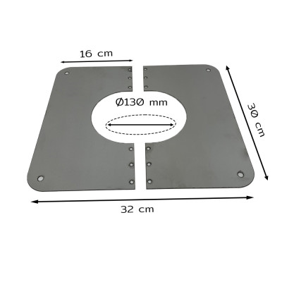 Set of two half-moon hole covers, 130 mm in diameter