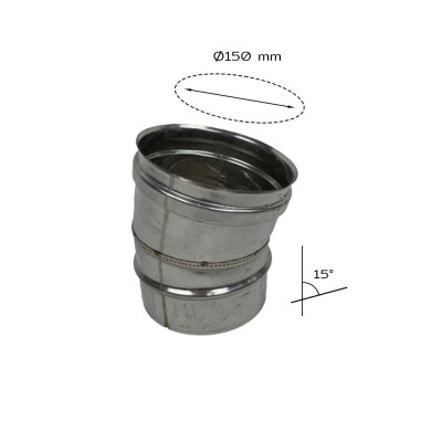 15-degree elbow bend, 150 mm diameter
