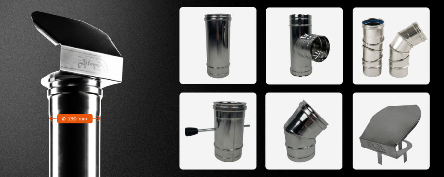 Flue Pipes Ø130 mm for Ovens and Stoves | Alfonso Forni