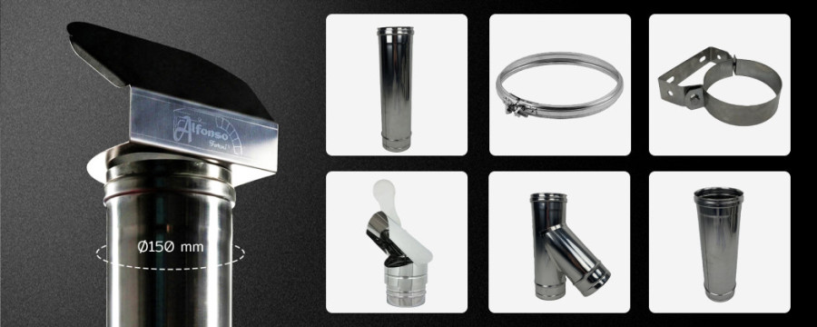 Conduits de fumée Ø 150 mm pour fours professionnels | Alfonso Forni