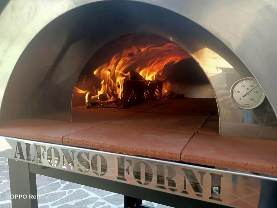 Forno a legna per pizze, da giardino ALFONSO 6 PIZZE in acciaio inox