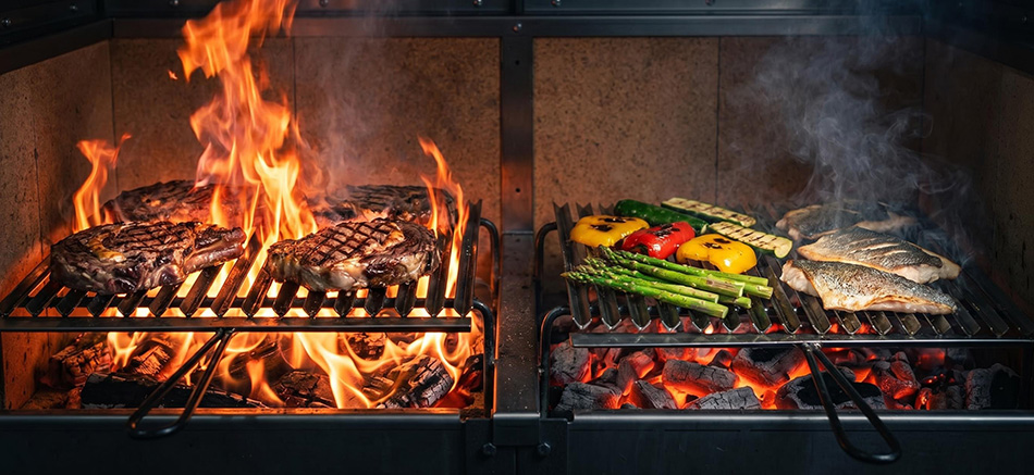Barbecue Doppia brace, outdoor per i professionisti delle grigliate