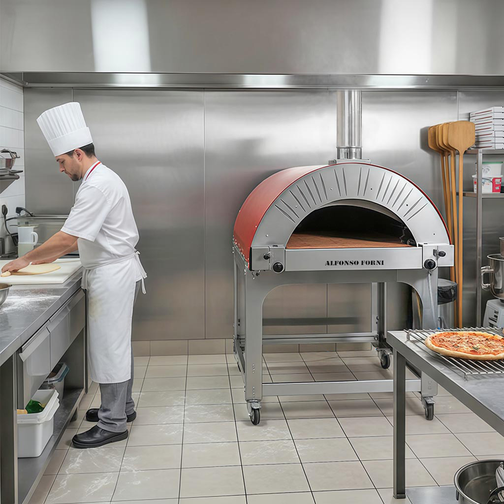 La distribuzione uniforme del calore nel Forno ibrido a legna/gas Alfonso 10 Pizze Professional