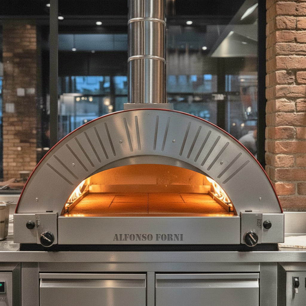Dettaglio del Forno ibrido a legna/gas Alfonso 10 Pizze Professional