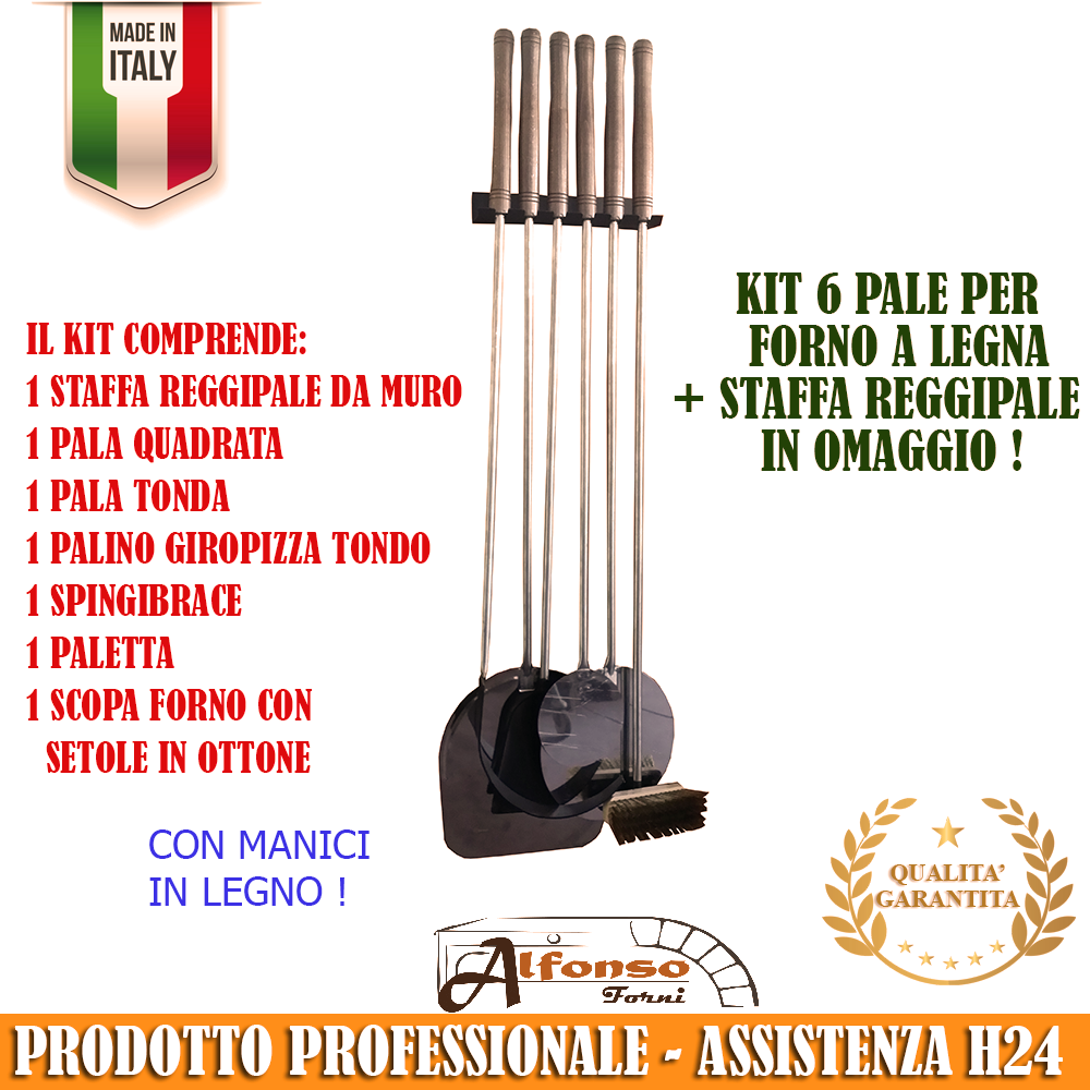 Kit 6 pale per forno e staffa