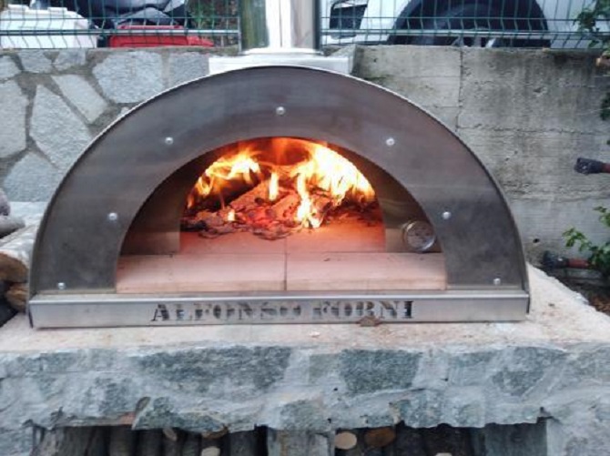 Forno a legna per pizze Alfonso Forni, in acciaio Inox