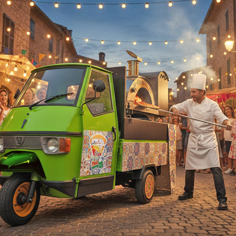 Ape Verde Fluo Alfonso forni in piazza