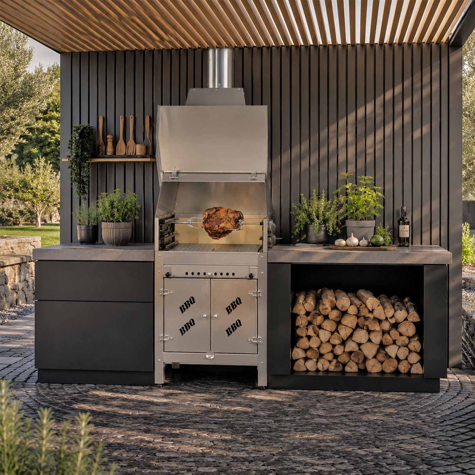 The Vulcano Barbecue in stainless steel