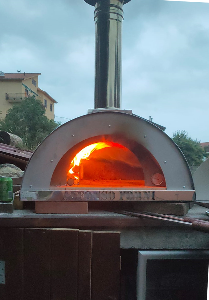 pizza nel forno a legna Alfonso 4 Pizze Full Optional con Carrello