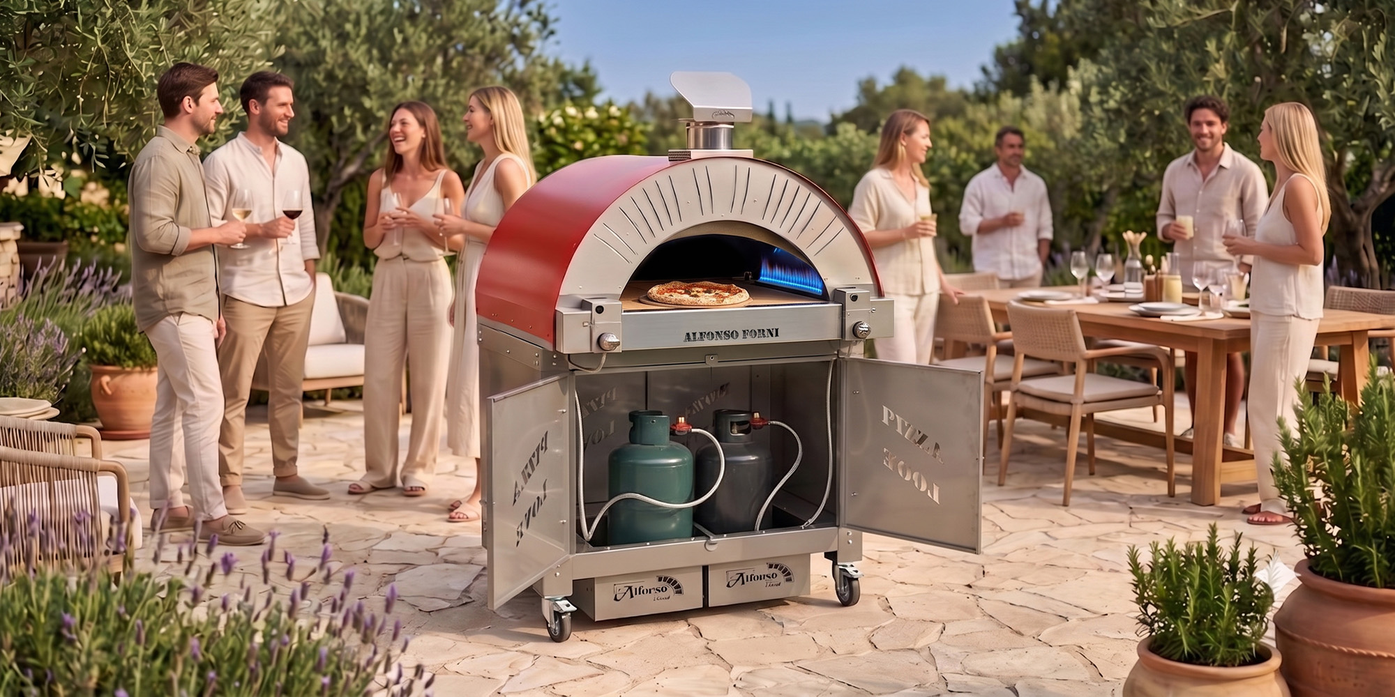Carrello chiuso in acciaio per Forno a gas Alfonso 4 Pizze Professional