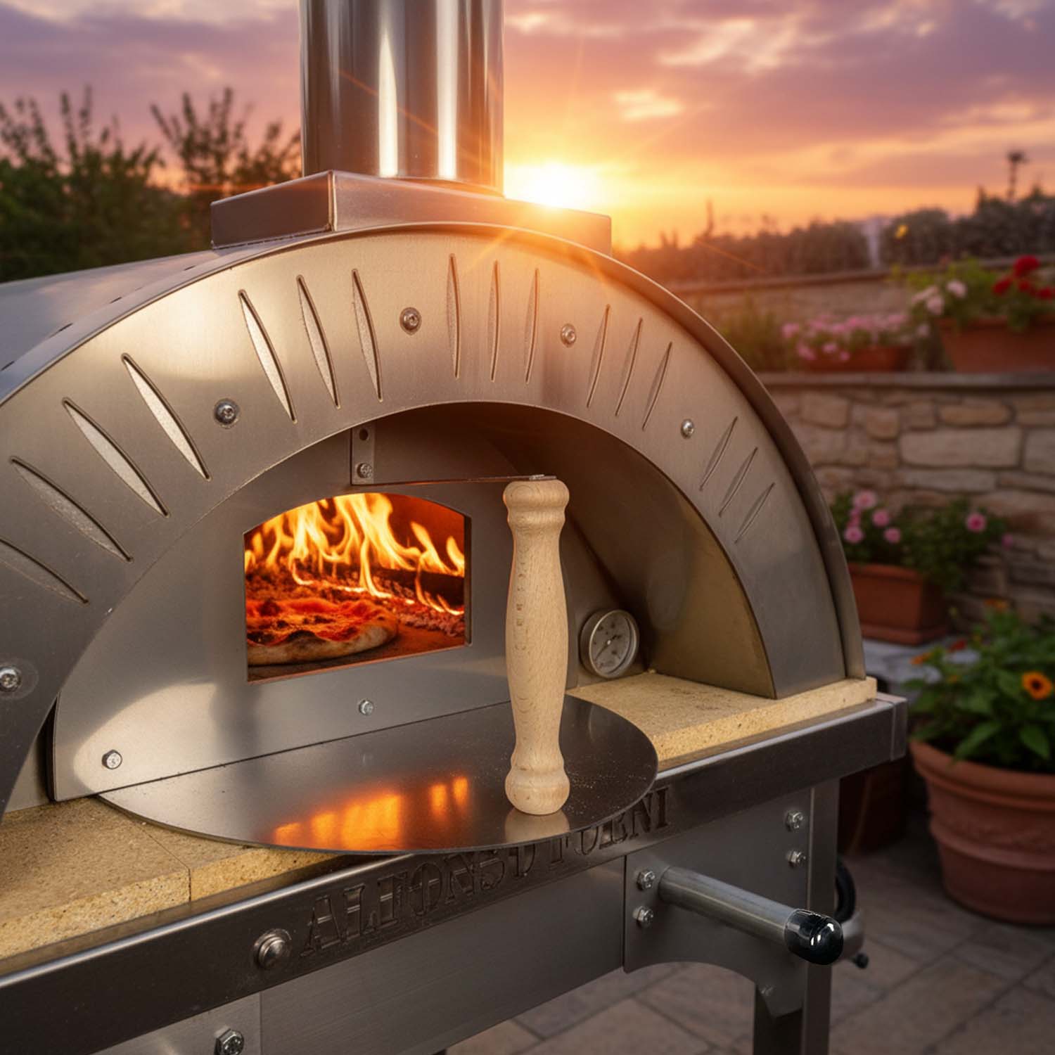 Dettaglio portina con vetro temperato Forno a legna Alfonso 2 Pizze